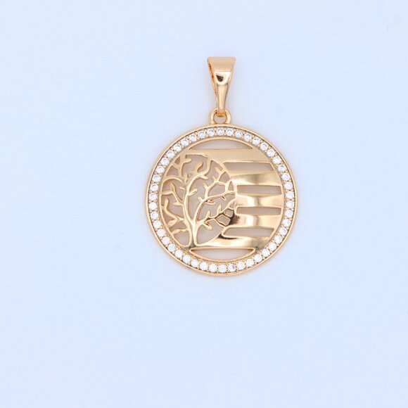 "Tree of Life Circle Pendant in Rose Gold, XPPT1322 - Picture 11 of 13